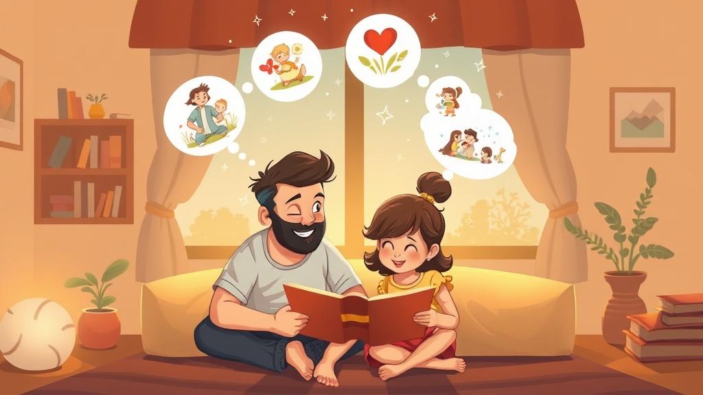 Family creating stories together illustration