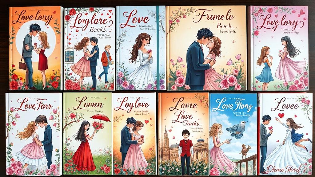 A collection of beautifully illustrated love story books with romantic covers