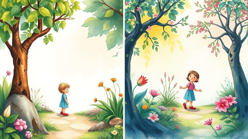 Side-by-side comparison of basic story app versus C2Story professional AI-generated picture book quality