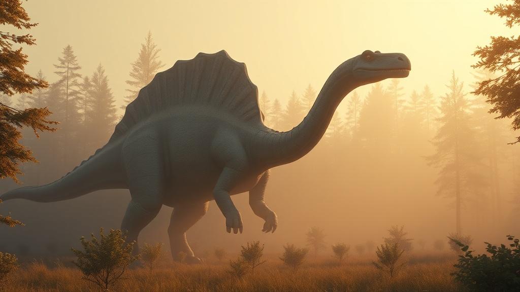 Cinematic style dinosaur story illustration