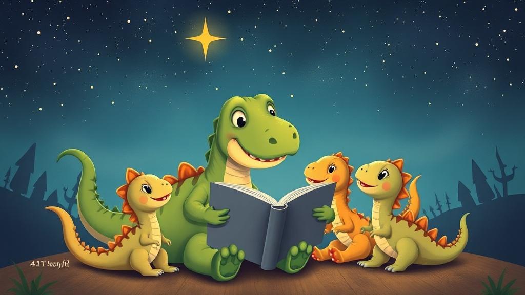 Classic storybook style dinosaur illustration