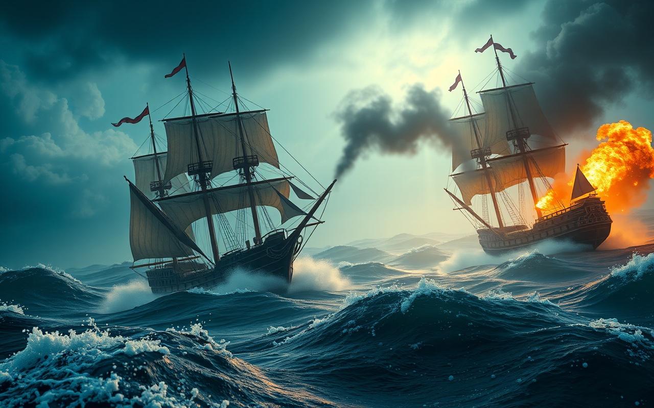 Cinematic style pirate story illustration