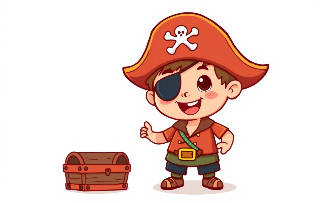 Cartoon style pirate story illustration