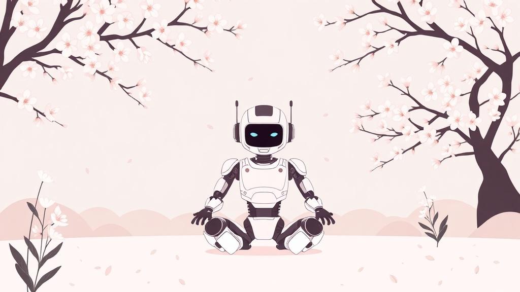 Minimalist style robot story illustration