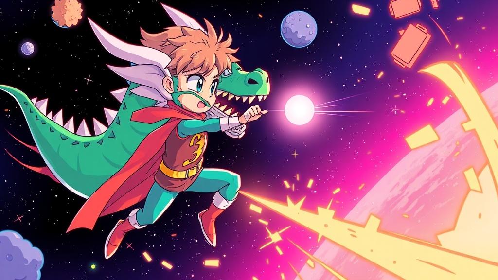 Anime style superhero story illustration