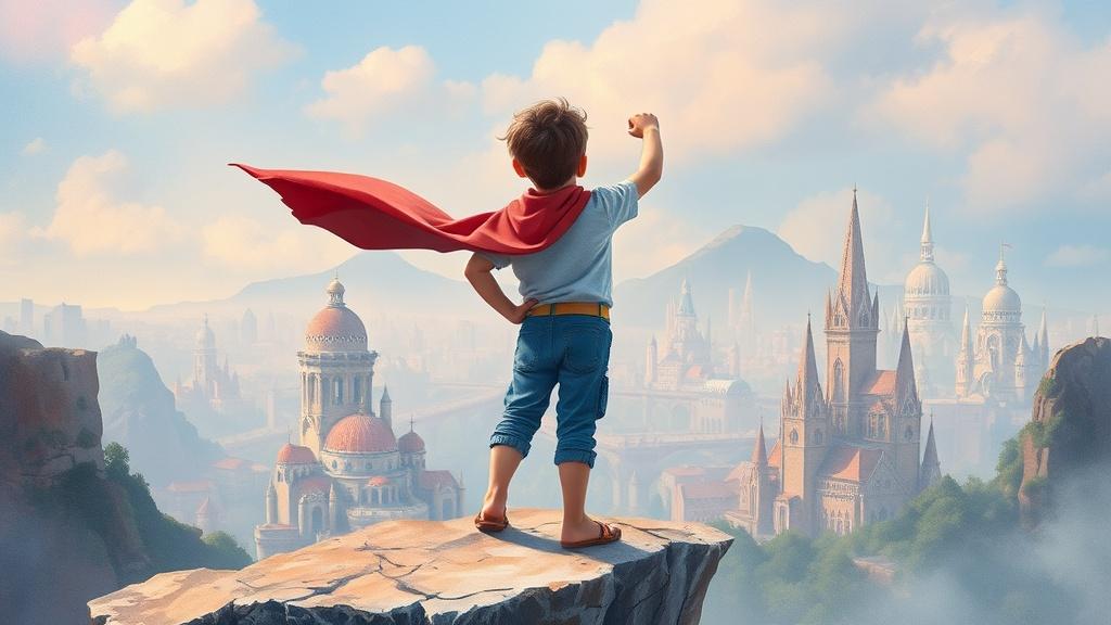 Watercolor style superhero story illustration