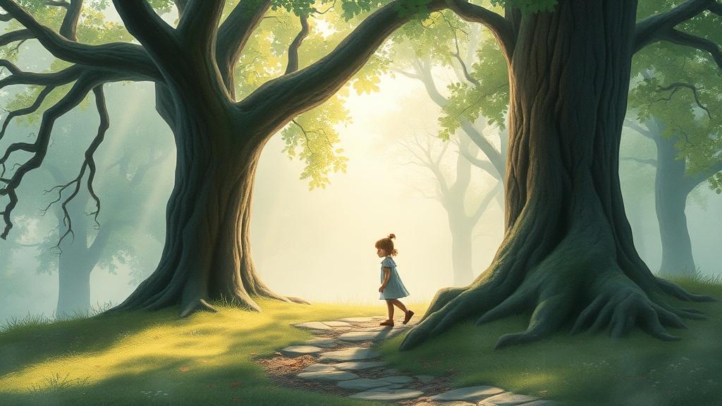 Watercolor style enchanted forest illustration