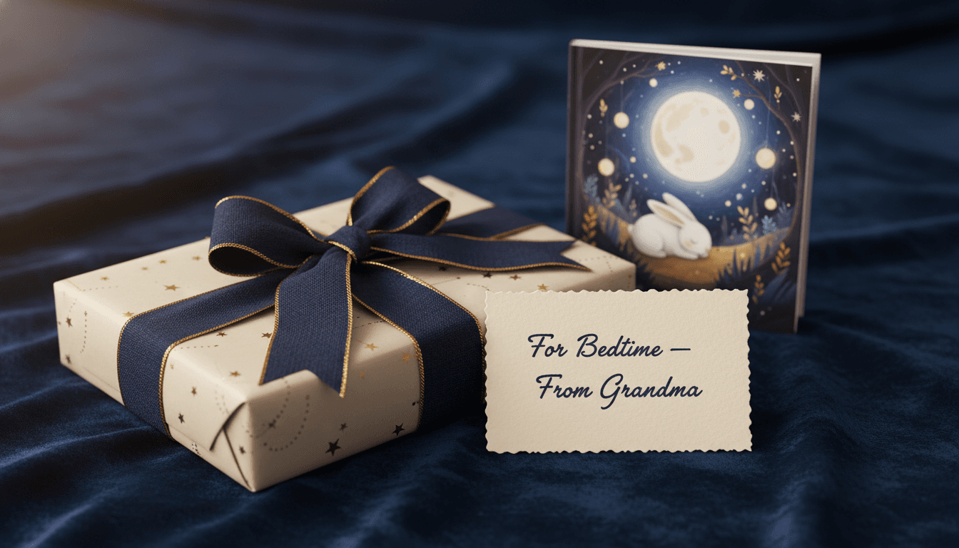 Gift-wrapped AI bedtime story book ready to give as a personalized keepsake
