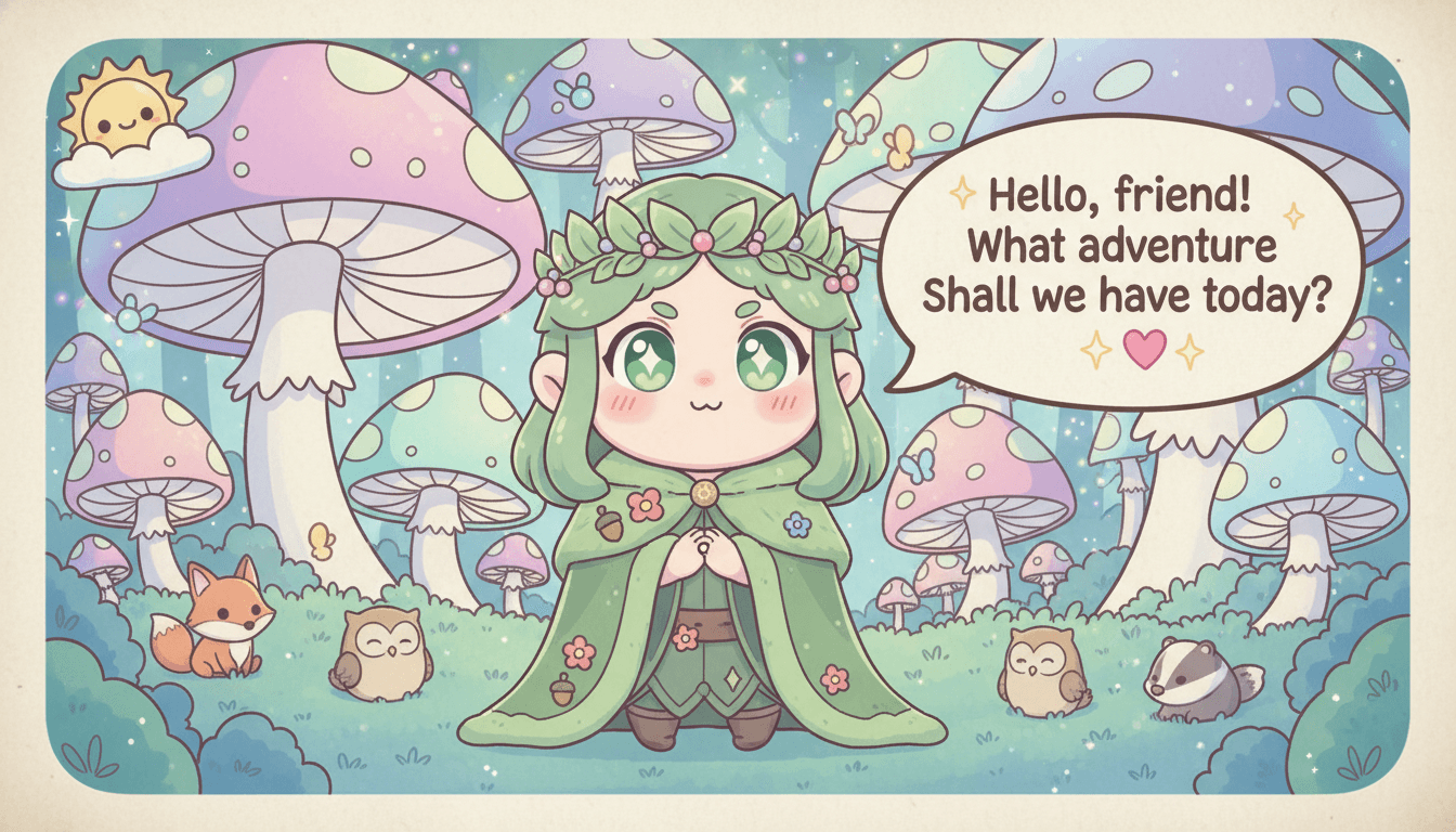 Chibi style interactive storybook page