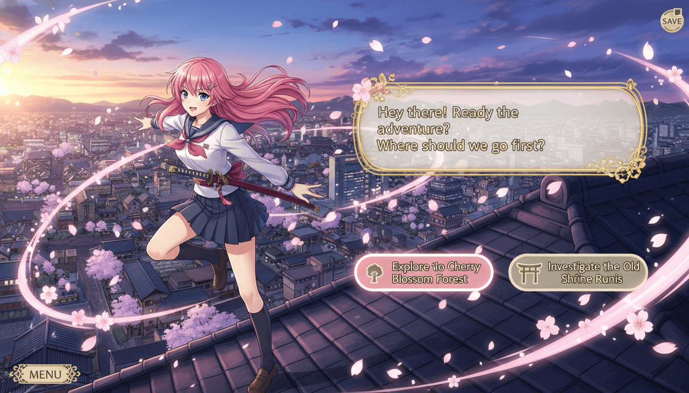 Anime style interactive storybook page