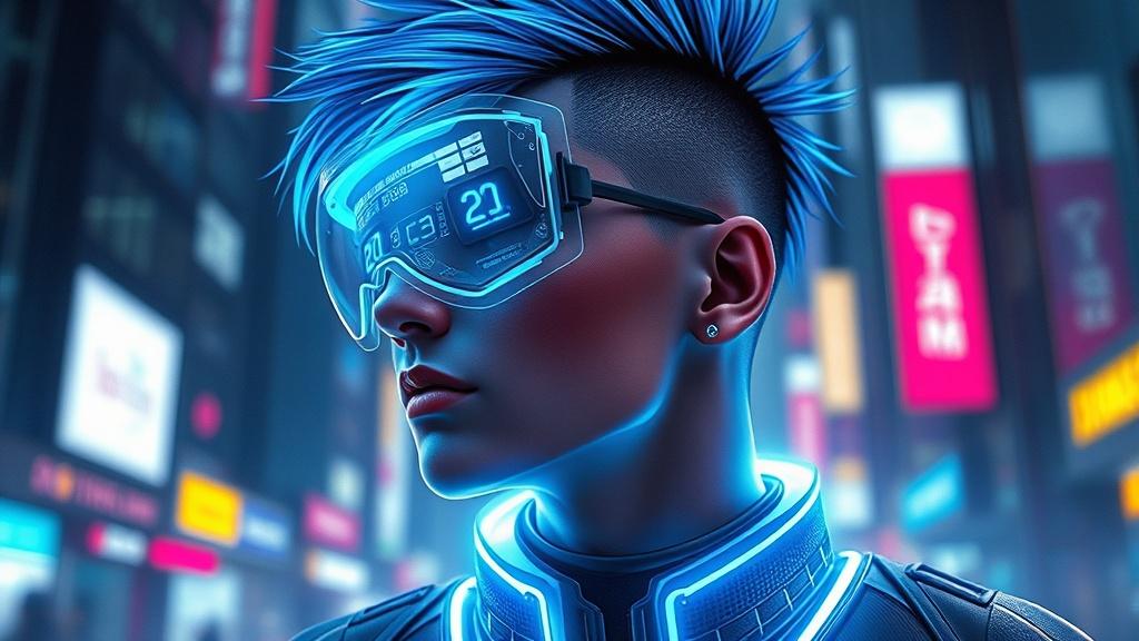 Cyberpunk render of an original character generator output
